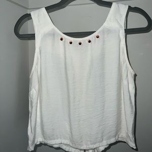 BCBGeneration white crop top with rose gold accessories